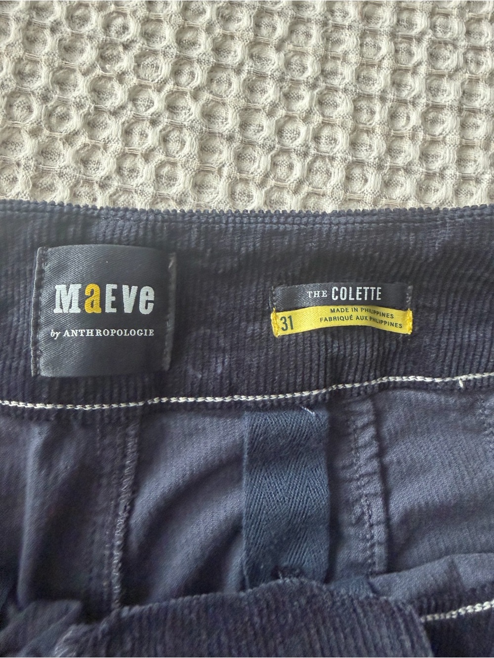 Anthropologie - Maeve - The Colette -Navy Wide-Leg Cropped Corduroy Pants - Picture 4 of 4